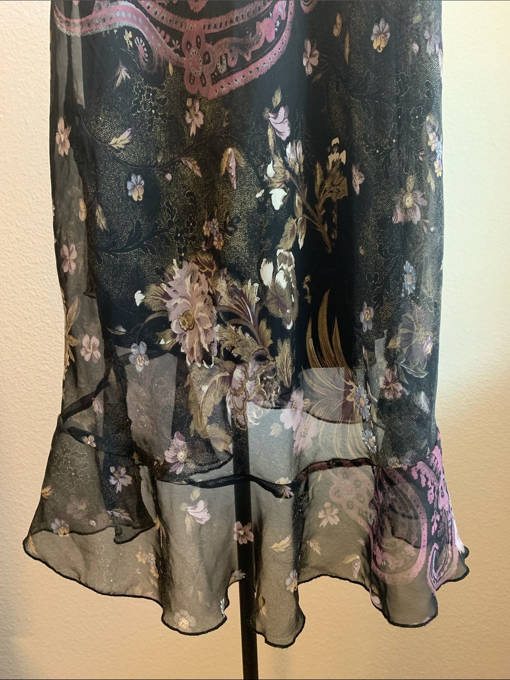 Connected Apparel Black Floral & Paisley Skirt Whimsigoth Y2K vintage Size M - Picture 8 of 11